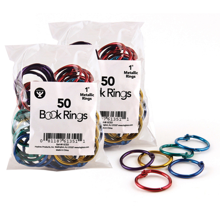HYGLOSS PRODUCTS Metallic Book Rings, 1", 50 Per Pack, PK2 61351